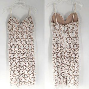 Love Honor Sophia Dress Lace Bodycon White Nude Sz 14 Midi